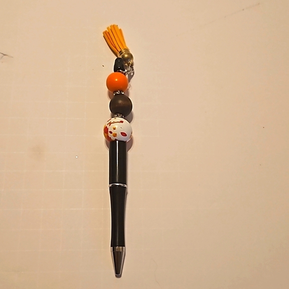 Hand Crafted beaded pens Set of 3 holiday motif handmade halloween fall floral - Picture 9 of 17